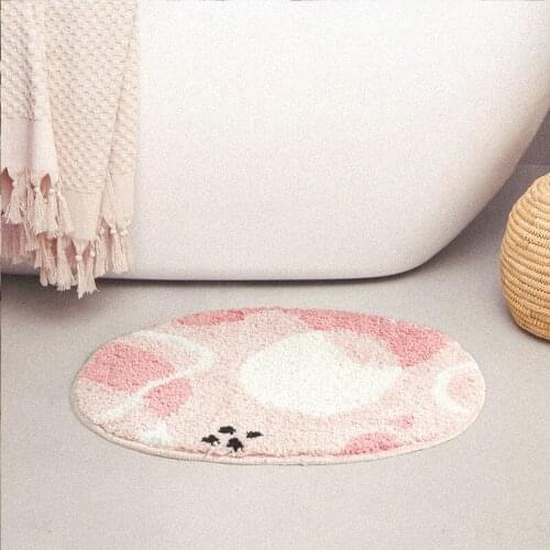 Oval Pinky Bathroom Mat Lovely Carpet Bath Tub Side Anti Slip Door Entrance Area Rug Floor Pad Nordic Welcome Doormat Home Decor