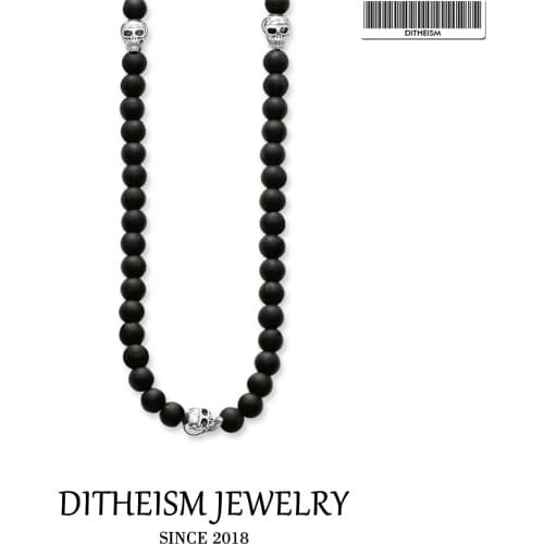 Strand Necklace 3 Skull Obsidian Beads, 2018 New Fashion 925 Sterling Silver Jewelry Punk Gift For Men Women Boy Girls