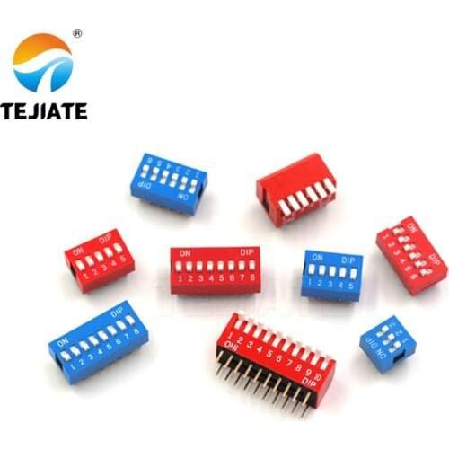 10PCS Toggle Switch Direct-insertion Type Lateral Pulling DIP Snap Switches 2.54MM 2/3/4/5/6/8/10P Red Dial Switch