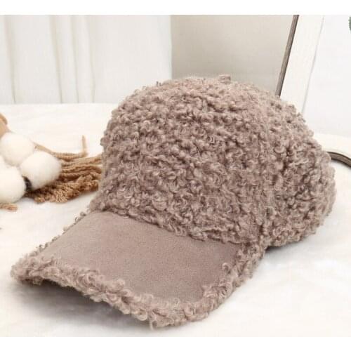 Plush Baseball Cap Women Autumn Winter Warm Lamb Cashmere Solid Color Versatile Tide Brand Duck Tongue Hat Men Шапка Женская