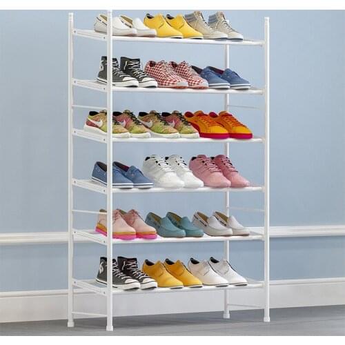 Simple shoe rack retractable home 6-story economical space-saving dormitory shoe cabinet door dustproof storage