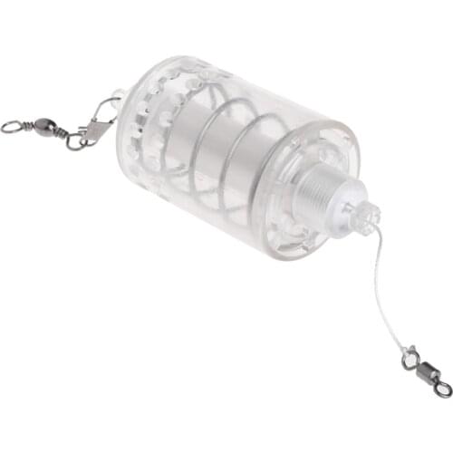 Fishing Feeder Automatic Tackle Stainless Steel Trap Spring Cage Bait Container