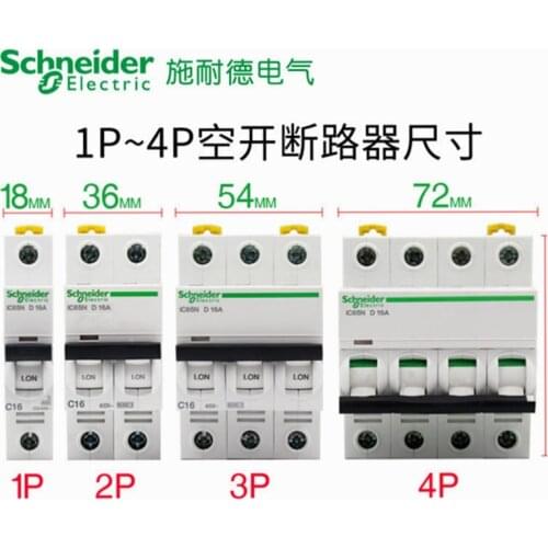 Schneider Mini Circuit Breaker iC65N 4p D type 1A 2A 4A 6A 10A 16A 20A 25A 32A 40A 50A 63A Circuit Breaker MCB
