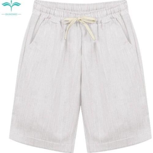 OUMOWEI Womens Shorts 2018 Fashion New Shorts Womens Waist Loose Solid Color Casual Shorts Elastic Waist Cotton Ladies Shorts