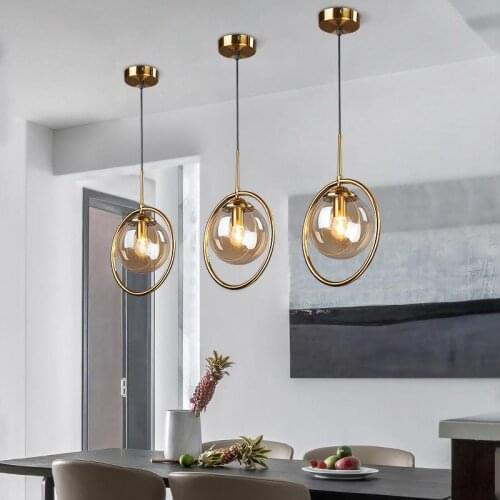 Modern LED Pendant Lamps for Home Simple Glass Led Ring Light Nordic Decor Lights Living Room Hanging Light Fixtures Luminaire