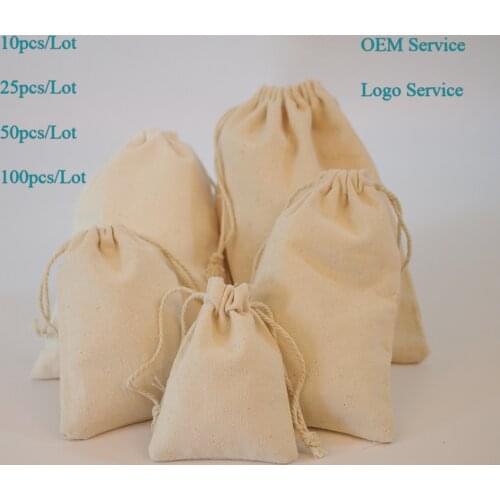 Drawstring Natural Canvas Bag Gift Jewlery Packing Pouch Multi Size 7x9 9x12 10x15 13x18 15x20 Can Do Logo And Customized