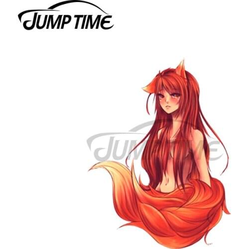 Jump Time 13 x 7.7cm For Kawii FoxGirl Personality Stickers Vinyl Car Sticker Car Accessories Refrigerator Decals Waterproof