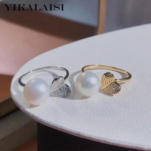 YIKALAISI 925 Sterling Silver Rings Jewelry For Women 8-9mm Oblate Natural Freshwater Pearl Rings 2021 Fine New Wholesales