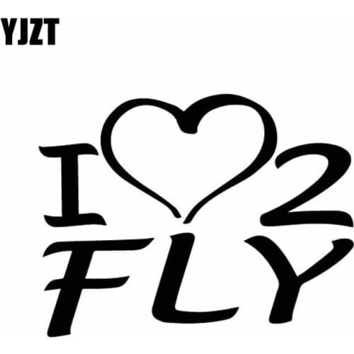 YJZT 15.2CM*11.8CM Creative Words I Love Flying Vinyl Decal Lovely Car Sticker Beautiful Black/Silver C27-1096