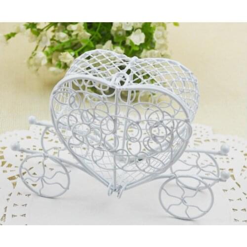 Iron carriage white Color Wedding Favor Box party gift favor candy box 100pcs Free DHL SN2193