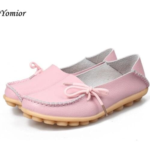 Yomior Women Flats Mother Leather Shoes Casual Moccasins Driving Loafers Womens Shoes Fashion Comfortable Large Size Footwear