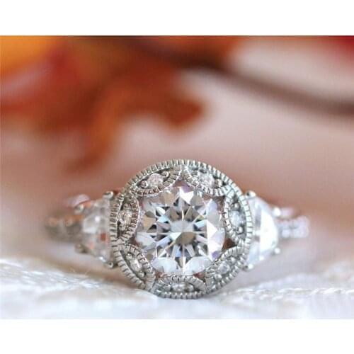 Vintage Promise ring 925 Sterling silver Cubic Zirconia Hollow Wedding Band Rings for women Bridal Engagement Finger Jewelry