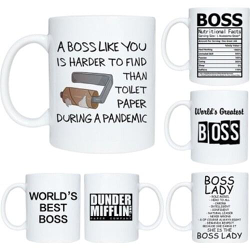 1Pcs Dunder Mifflin The Office-World’s Best Boss Coffee Cups and Mugs 350mL Funny Ceramic Tea/Milk/Cocoa Mug Unique Office Gifts