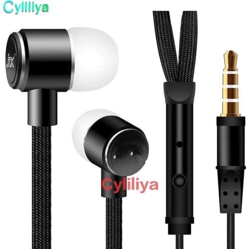100pcs Headset Metal Shoelace Earphone handsfree Head phones Mic 3.5mm Earbuds for All Phone MP3 Player