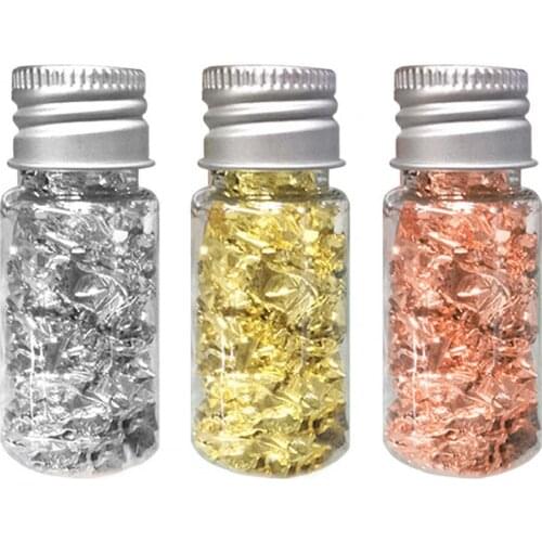 3Bottles Manicure Gold Foil Decal Multifunctional Ornament DIY Nail Art Glitter Gold Color Foil Paper Sticker for Women