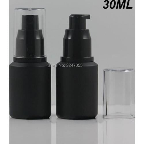 30ML 20pcs/lot Frosted Black Glass Lotion Pump Bottle, Cosmetic Emulsion Package, Portable High-end Vial Spray Perfume Bottle