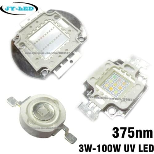 370nm - 375nm UV High Power LED, 3W 5W 10W 20W 30W 50W 100W Integrated COB Purple Ultra Violet For Floodlight