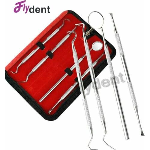 4pcs Dental stainless Clean Tool Set Teeth Cleaning Tartar Remover Stainless Steel Scraper With Mirror Oral Hygiene Kit