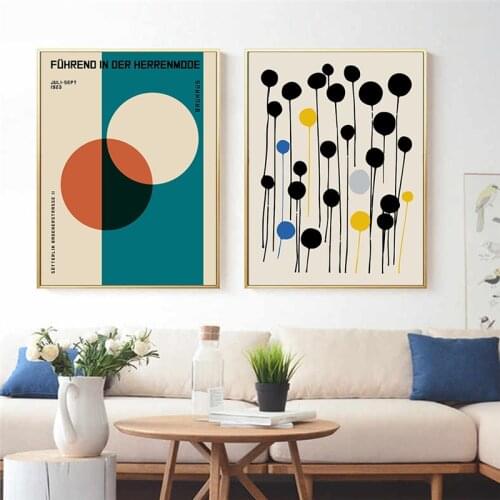 Geometric Abstract Blue Green Canvas Painting Colorful Circle Line Wall Art Posters and Prints Nordic Living Room Home Decor