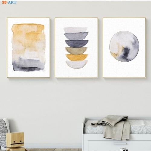 Watercolor Art Print Abstract Poster Minimal Wall Art Natural Color Canvas Painting Wall Pictures for Living Room Rustic Decor