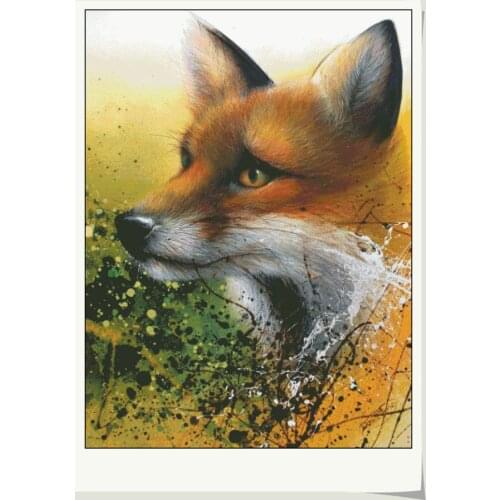 Watercolor autumn fox 74-95 Counted Cross Stitch Kit The Gentleman Rabbit Bunny High Quality Embroidery Sets