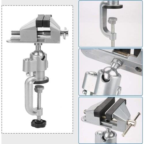 Aluminum 360 Degree Swivel Head Vise Precise Multi Angle Light and Useful Soft Rubber Chin Covers Help Protect Your Item