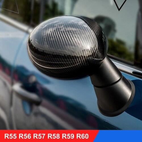 2pcs Door Rear View Mirror Carbon Fiber Covers Stickers Car-styling For Mini Cooper S Clubman Paceman R55 R56 R59 R60 Countryman