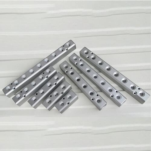 BSP 1/2" In G1/4" Out 2 3 4 5 6 7 8 9 10 Ways 30x30mm Pneumatic Aluminum Manifold Block Splitter