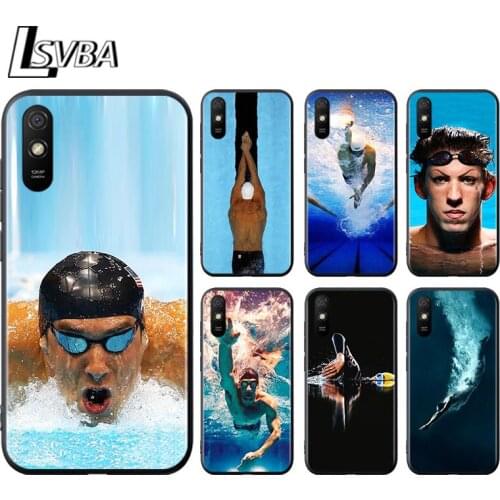 Michael Phelps Swimming for Xiaomi Redmi 10X Pro 9C 9A 9T 9 GO K40 K30 Ultra K20 8 7 S2 6 5 4X Pro Soft Black Phone Case
