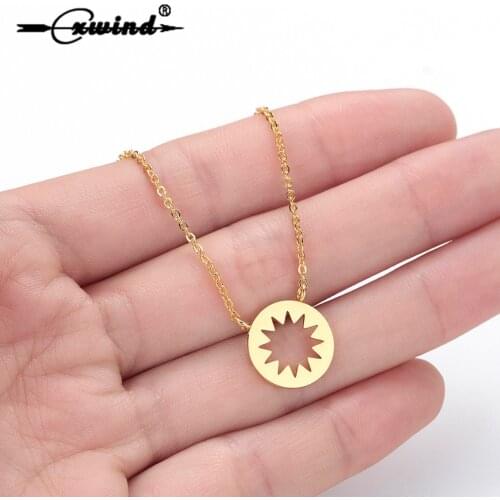 Cxwind Circle Coin Starburst Necklace Choker Pendant Charm Geometric Boho Bijoux Femme Collier Necklaces Women Chain Jewelry