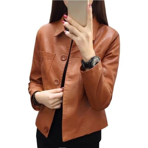 Boutique Motorcycle PU Leather Jacket Tops Women Winter And Autumn New Fashion Coat Outerwear jacket New 2019 Coat Female OKXGNZ
