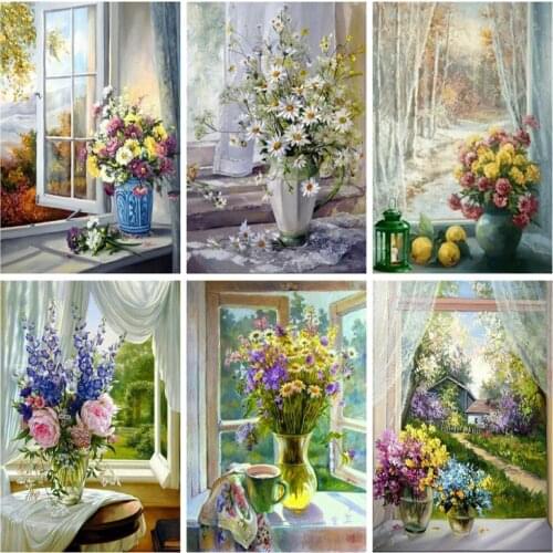 EverShine Diamond Painting Peony Cross Stitch Diamond Embroidery Window Handmade Gift Flower Handicraft Wall Art Mosaic Kits