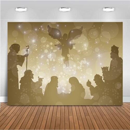 Angel Cartoon Nativity Scene Birth Christmas Angle Photography Backgrounds Customized Photographic Backdrops for Photo Studio