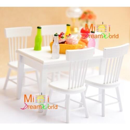 G05-X4315 children baby gift Toy 1:12 Dollhouse mini Furniture Miniature rement wooden white table set