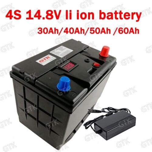 GTK 14.8V 50Ah waterproof 14.8v 60Ah lithium ion 14.8V 40Ah 30Ah li ion battery for fish boat golf trolly lamp +16.8v 5A charger