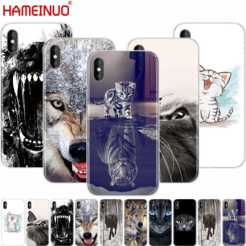 HAMEINUO cat wolf animal cell phone Cover case for iphone X 8 7 6 4 4s 5 5s SE 5c 6s plus