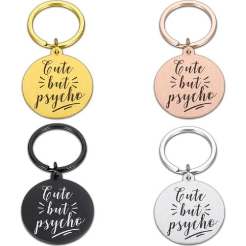 Personalized Dog ID Tag Keychain for Pet Dog Cat Customized Dog Name Number Keyring Stainless Steel Pet ID Tag Laser Engraving