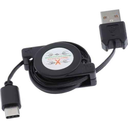 USB Type C Cable, Retractable USB C to USB A Charger Hidden Data Sync & Charging Cord with 360° Rotation Lid