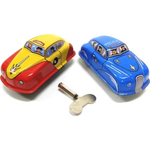 Classic Mini Iron Polices Fire Car Wind up Clockwork Development Kids Toy Gift Interactive Toy Birthday Gift