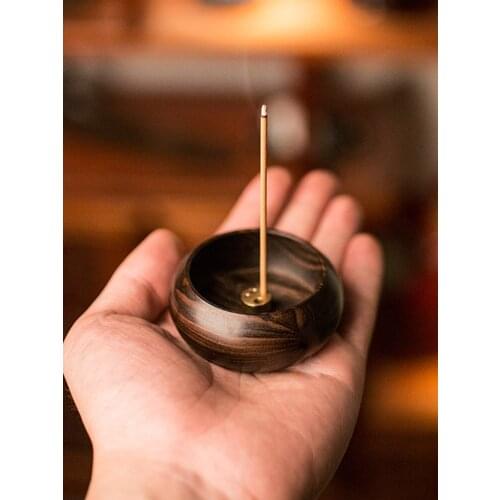 Incense, ebony round mini incense sticks, wooden incense holder, indoor sandalwood agarwood porous incense
