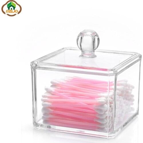 Msjo Makeup Storage Boxes Swab Cotton Pads Organizer For Cosmetics Acrylic Cosmetic Organizer Beauty Container Single Tier