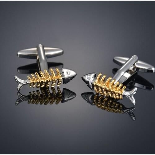 Vintage Hollow Out Fish Bones Top Quality Wholesale Mens Fashion Cufflinks French Shirt Suit Cuff Buttons Male Jewelry Pin Gift