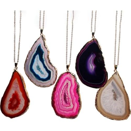 Natural Healing Crystal Big Stone Necklace for Mens Womens Irregular Reiki Quartz Jewelry