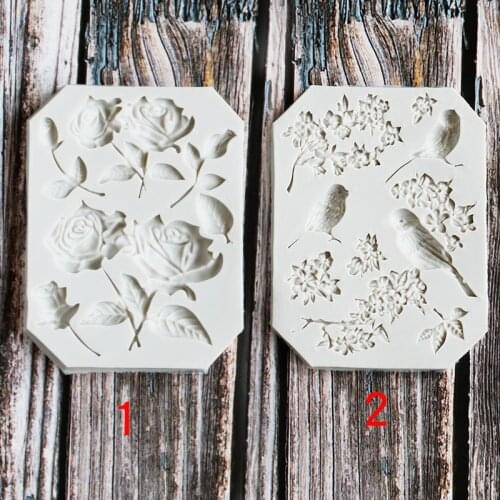 New Bird Rose Flower Shape Fondant Silicone Mold Kitchen Baking Tool Cake Decorating Mold