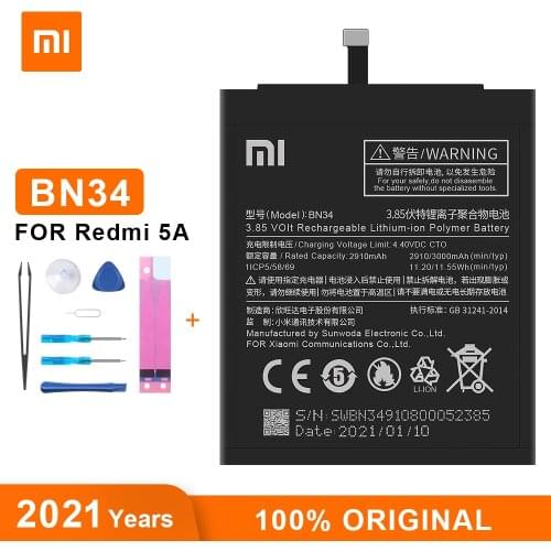Xiao Mi Original Battery BN34 3000 mAh for Xiaomi Redmi 5A 5.0" High Quality Phone Replacement Batteries