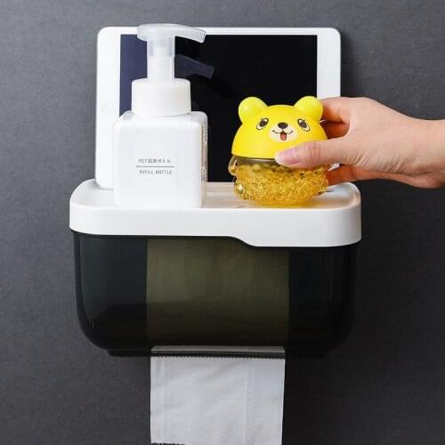 Plastic Blue Gray Green Pink Toilet Paper Holder Kitchen Roll Papers Holders Seamless Self Adhesive Waterproof Tissue Box