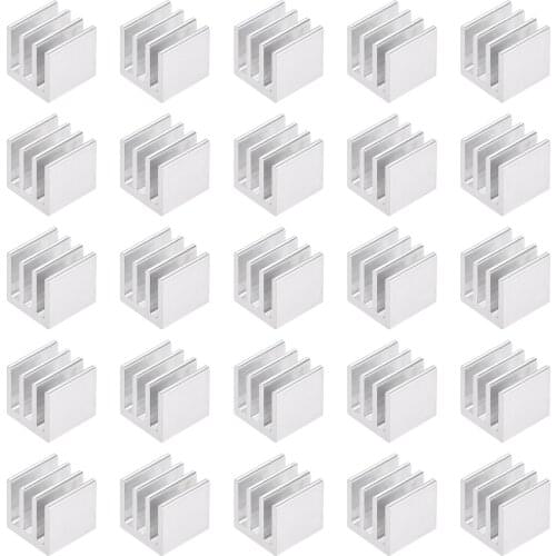 Uxcell Parallel Line Notch Heatsink for MOS GPU IC Chip Silver 10 x 10 x 10 mm 25pcs
