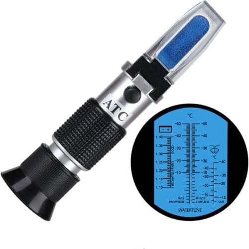 GGATC Refractometer Freezing Point Detector Electrolyte Hydrometer Antifreeze -50-0 Electrolyte 1.10-1.40kg/L Glass water-40-0