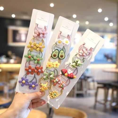 3/10PCS Cute Cartoon Dinosaur Fruit Princess Headwear Kids Elastic Hair Bands Children Ropes Girls Accessories Baby Headdress