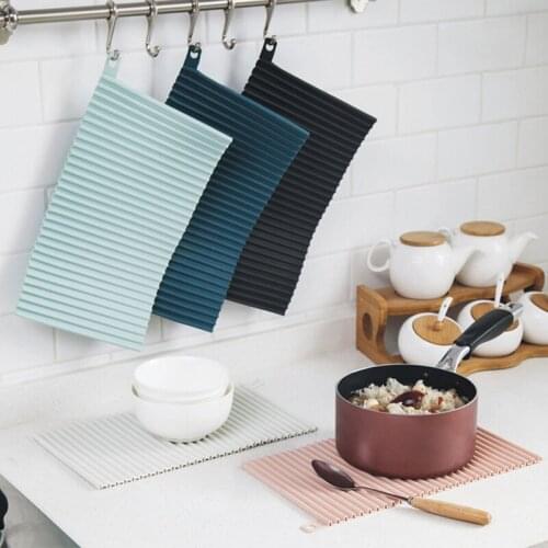 Silicone Dishes Drying Mat for Kitchen Non Slip Multipurpose Heat Resistant Countertop Protection Pad Household @LS